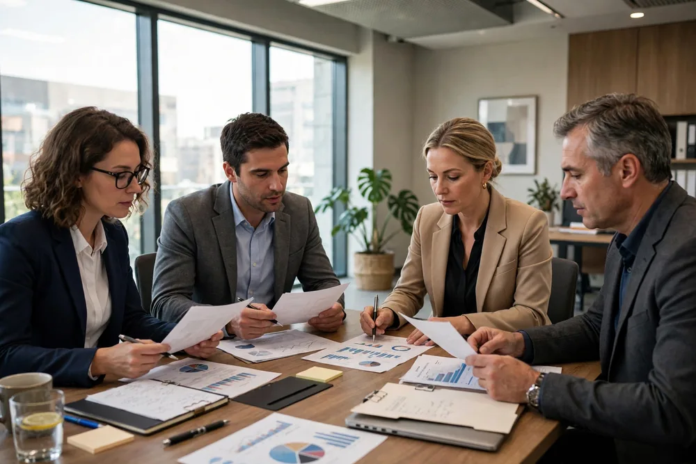 Professional advisors meeting around a conference table